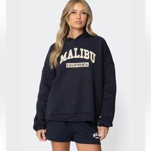 Women’s Edikted Navy Malibu California Hooded Sweatshirt Size Medium